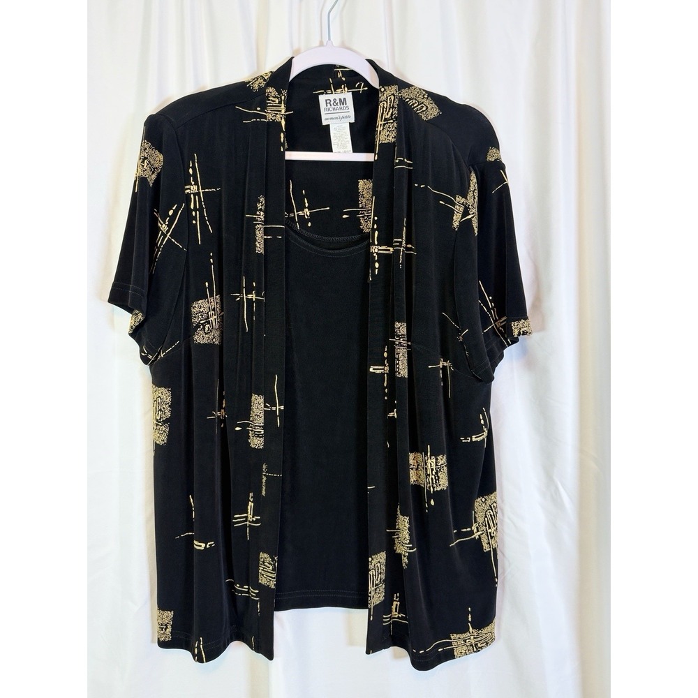 R&M Richards 2-Piece Attached Jacket & Tank Top 18 Women's Petite Shoulder Pads